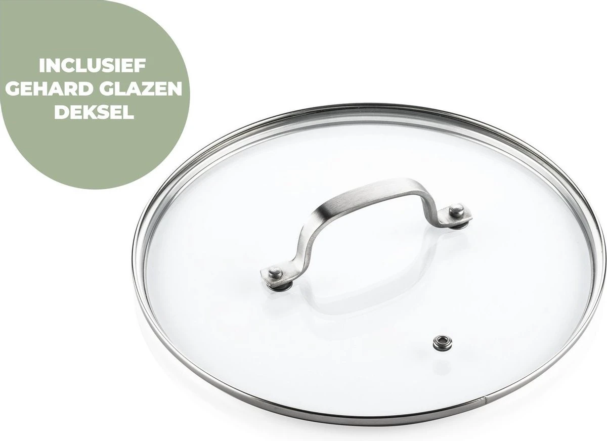 ISENVI Victoria Forged Keramische Wokpan Met Deksel 32CM - RVS Greep 4 ISENVI Victoria Forged Keramische Wokpan Met Deksel 32CM - RVS Greep - Afbeelding 2