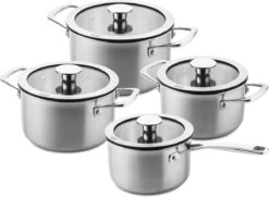 DUCQ Downdraft Kookpannenset - 4 Delig - Met Glazen Deksels