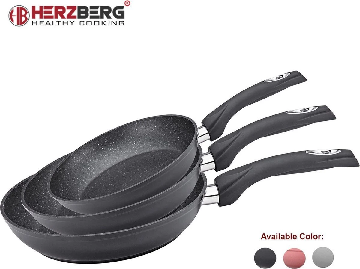 Herzberg HG-FP3: 3-Delige Koekenpan Van Gesmeed Aluminium 20/24/28 - ZILVER 5 Herzberg HG-FP3: 3-Delige Koekenpan Van Gesmeed Aluminium 20/24/28 - ZILVER - Afbeelding 3