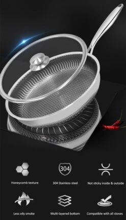 Honingraat Heavy Duty Anti-aanbak Koekenpan - Steelpan - Wok - Met Deksel 30 Cm - Gas - Elektrisch - Inductie - Oven 12 Honingraat Heavy Duty Anti-aanbak Koekenpan - Steelpan - Wok - Met Deksel 30 Cm - Gas - Elektrisch - Inductie - Oven -Eersteklas Kookgereiwinkel 690x1200 2