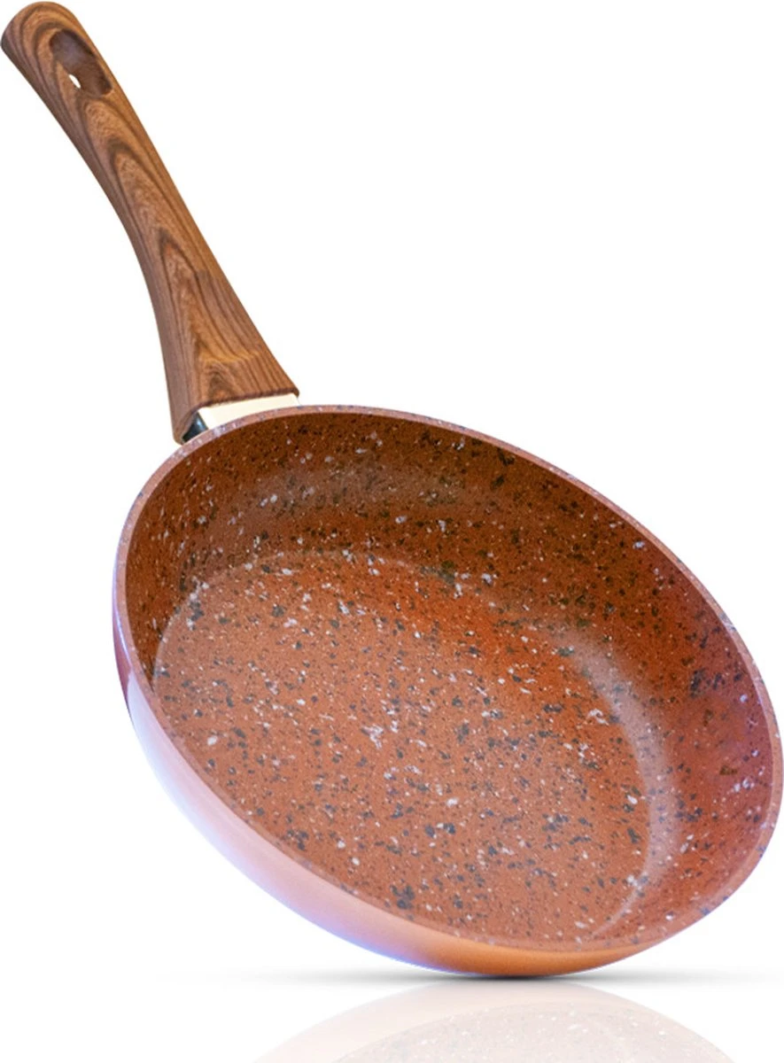 Livington Copper & Stone Pan - 24cm Koekenpan- Anti-aanbaklaag En Krasbestendig - Graniet Look - Binnenste Steenlaag Voor Perfecte Warmteverdeling - Geschikt Voor Ceran, Gas, Elektrisch, Inductie 3 Livington Copper & Stone Pan - 24cm Koekenpan- Anti-aanbaklaag En Krasbestendig - Graniet Look - Binnenste Steenlaag Voor Perfecte Warmteverdeling - Geschikt Voor Ceran, Gas, Elektrisch, Inductie