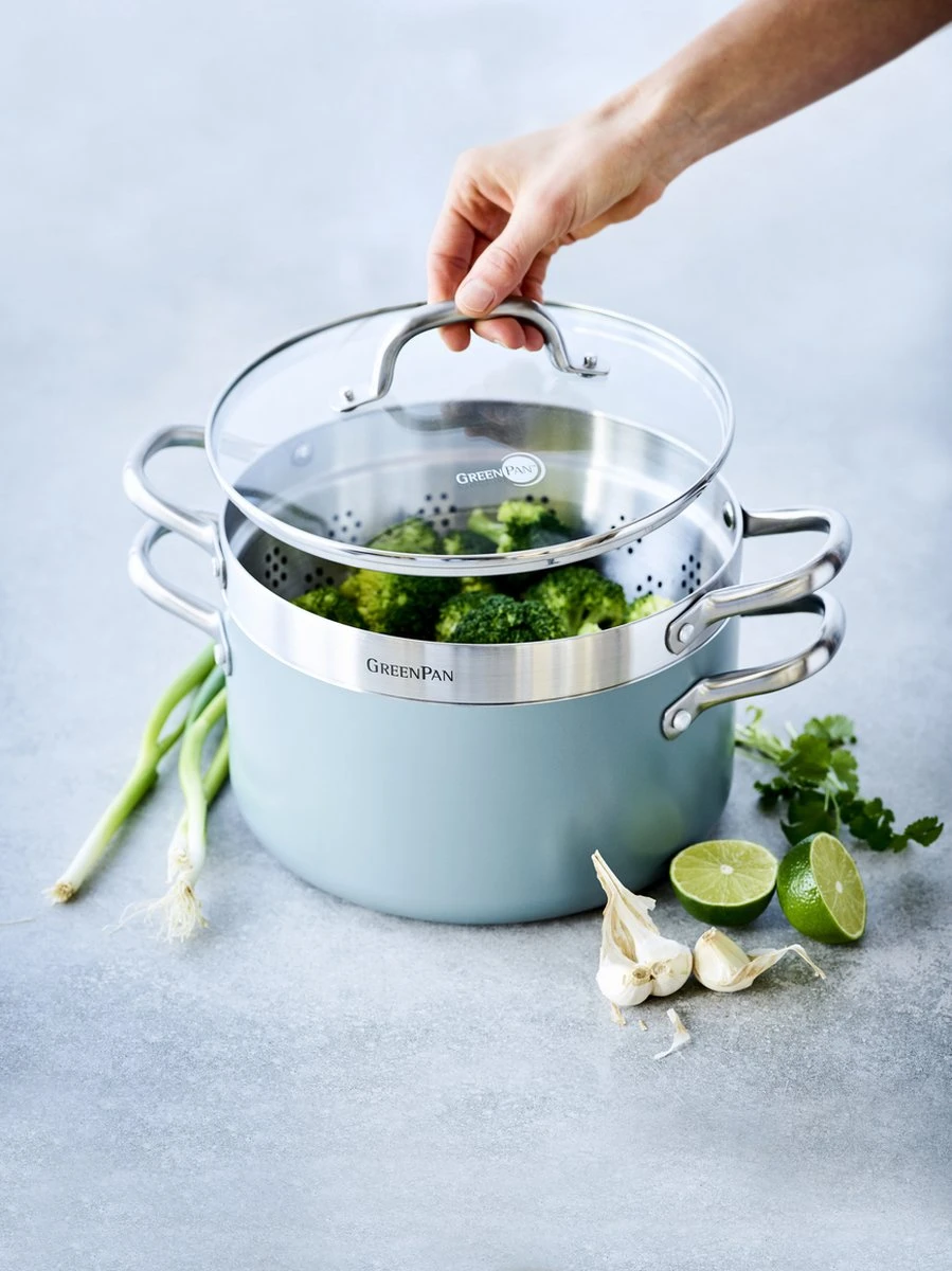 GreenPan Mayflower Pannenset - 5-delig + 5 Accessoires - Lichtblauw - Inductie - PFAS-vrij 10 GreenPan Mayflower Pannenset - 5-delig + 5 Accessoires - Lichtblauw - Inductie - PFAS-vrij - Afbeelding 8