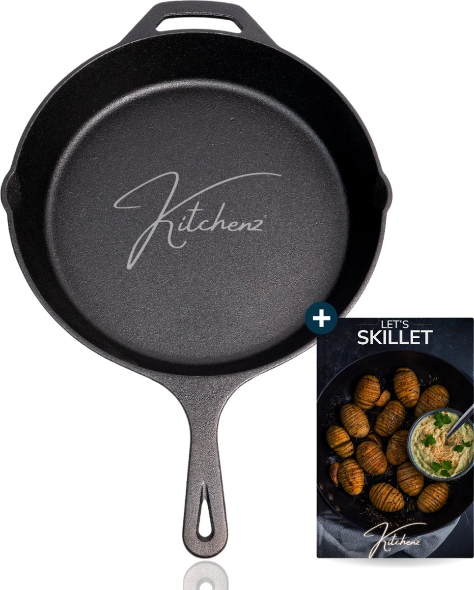 Gietijzeren Pan - Skillet - Koekenpan - BBQ - Koekenpan Inductie - ø32cm - 3.1 KG - Geschikt Voor Alle Warmtebronnen - Inclusief Gratis E-Book 3 Gietijzeren Pan - Skillet - Koekenpan - BBQ - Koekenpan Inductie - ø32cm - 3.1 KG - Geschikt Voor Alle Warmtebronnen - Inclusief Gratis E-Book